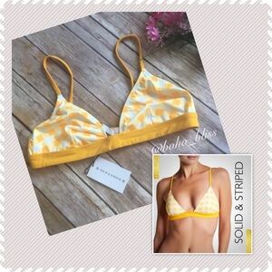 SOLID & STRIPED | Yellow & White Gingham Bikini Top NWT